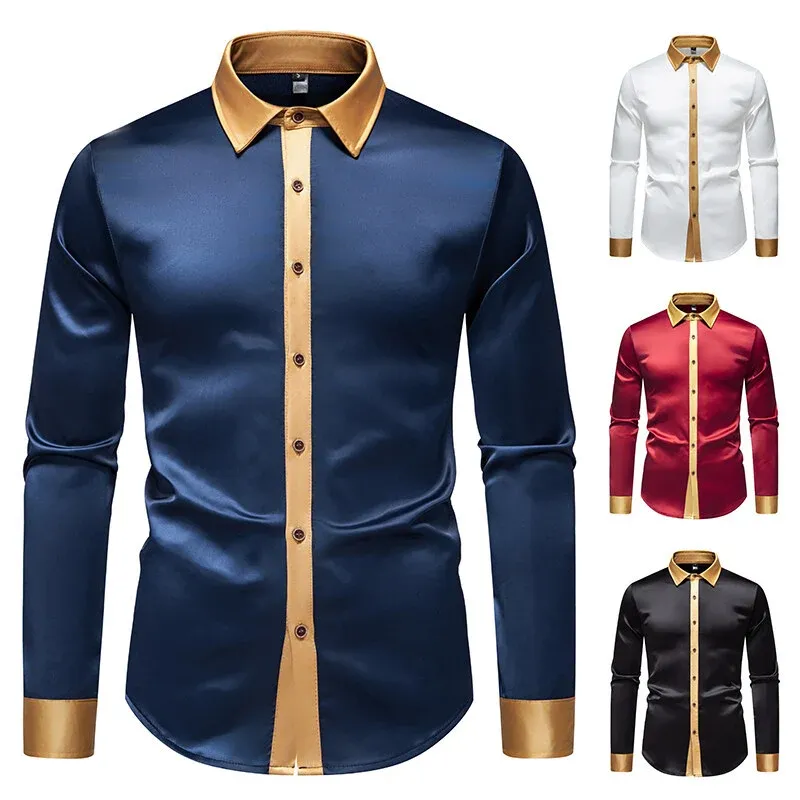 Herren Elegantes Langarmhemd mit Satin-Details – Arvello