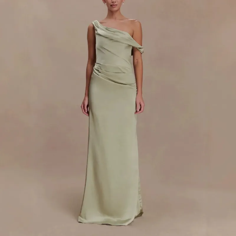 Damen Elegantes asymmetrisches Maxikleid mit raffinierter Drapierung – Valéora