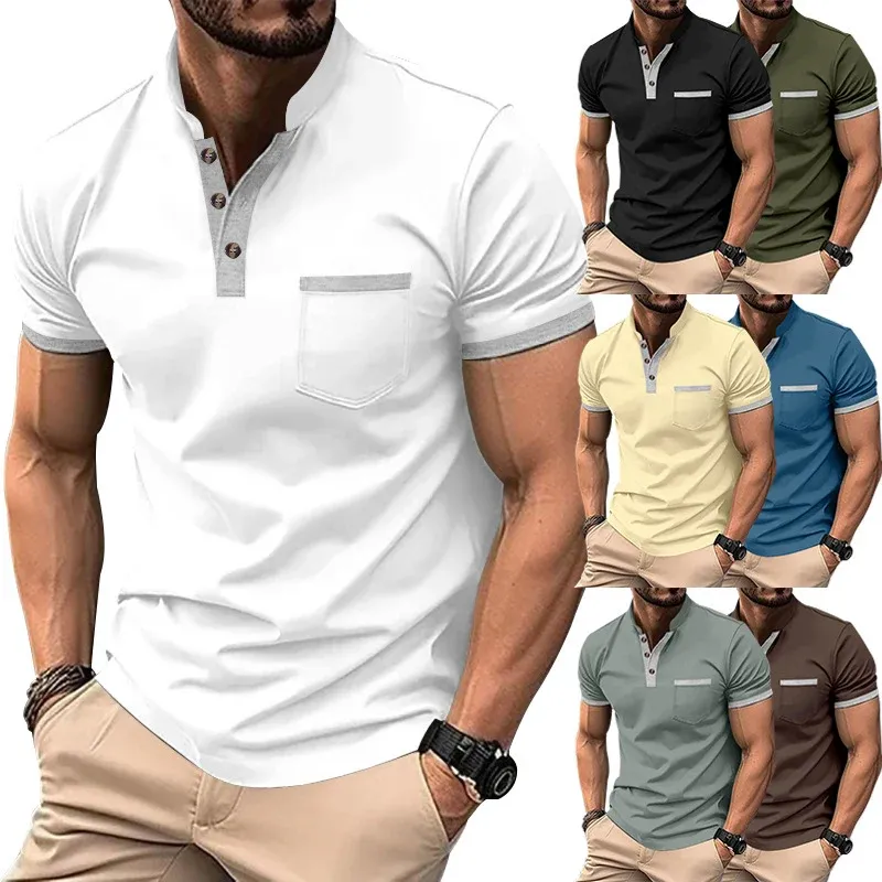 Herren Poloshirt mit Knopfleiste und Brusttasche – Cavello