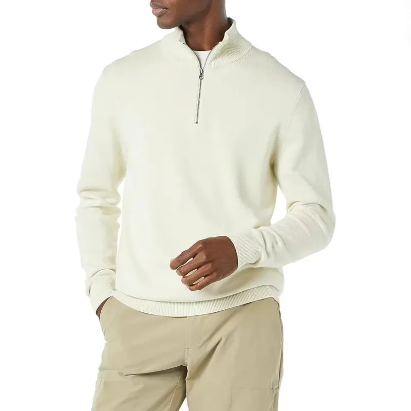 Herren Strickpullover mit hohem Kragen und halbem Reißverschluss – Norvane