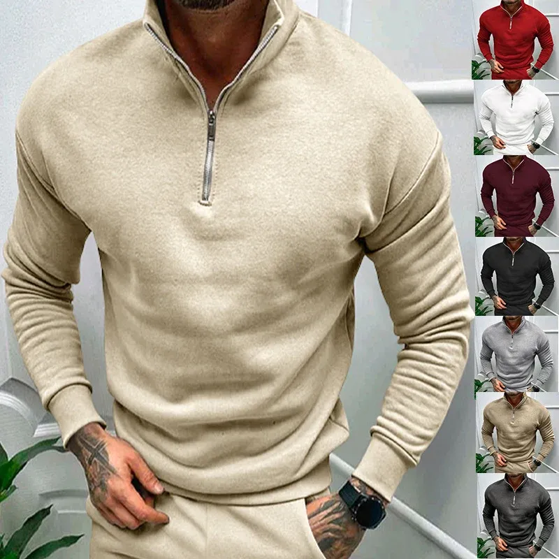 Herren Sweatshirt mit Stehkragen und Reißverschluss – Marzano