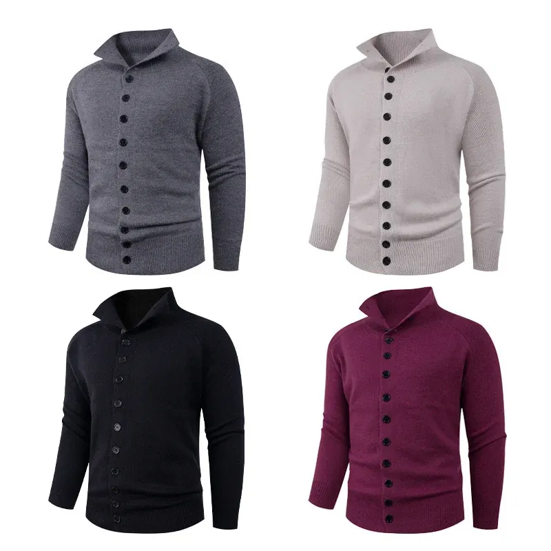 Herren Strickpullover mit hohem Kragen und Knopfverschluss – Norvane