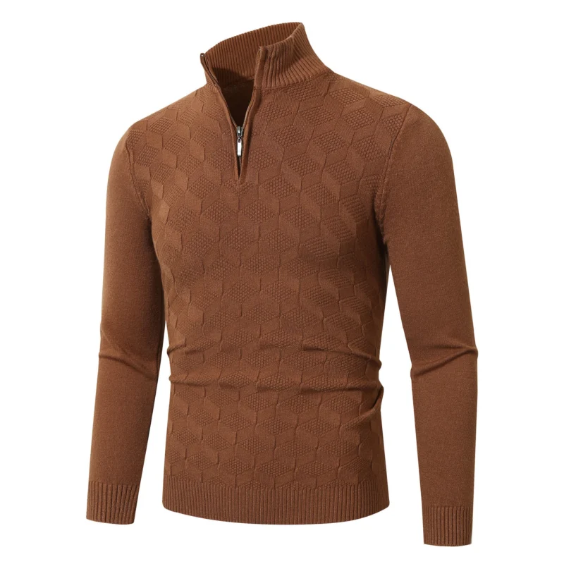 Herren modischer Strickpullover mit halbem Reißverschluss und strukturiertem Design – Norvane