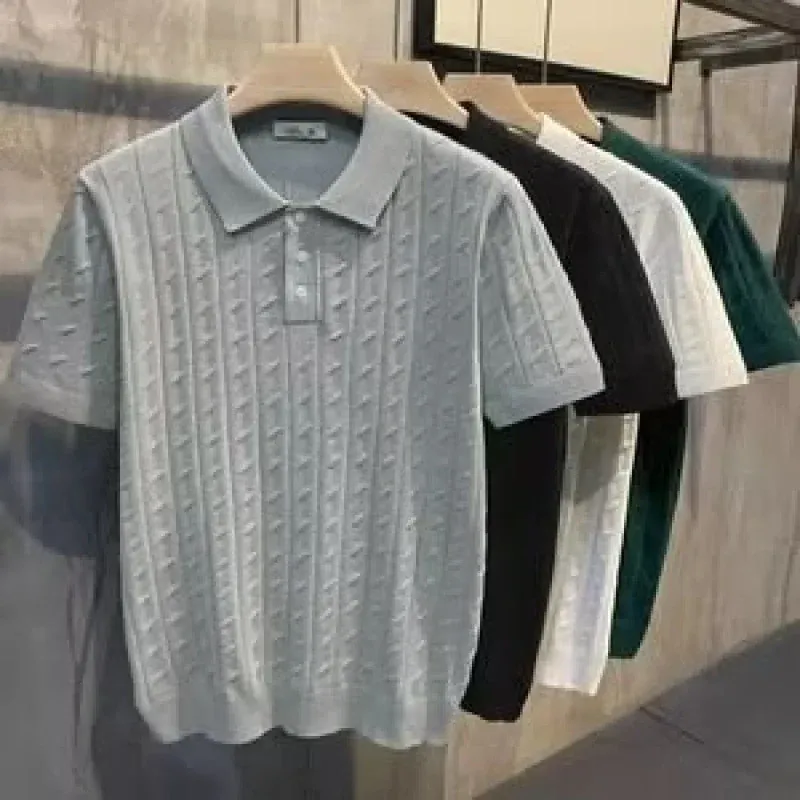 Herren Elegantes Kurzarm-Polohemd mit strukturiertem Design – Cavello