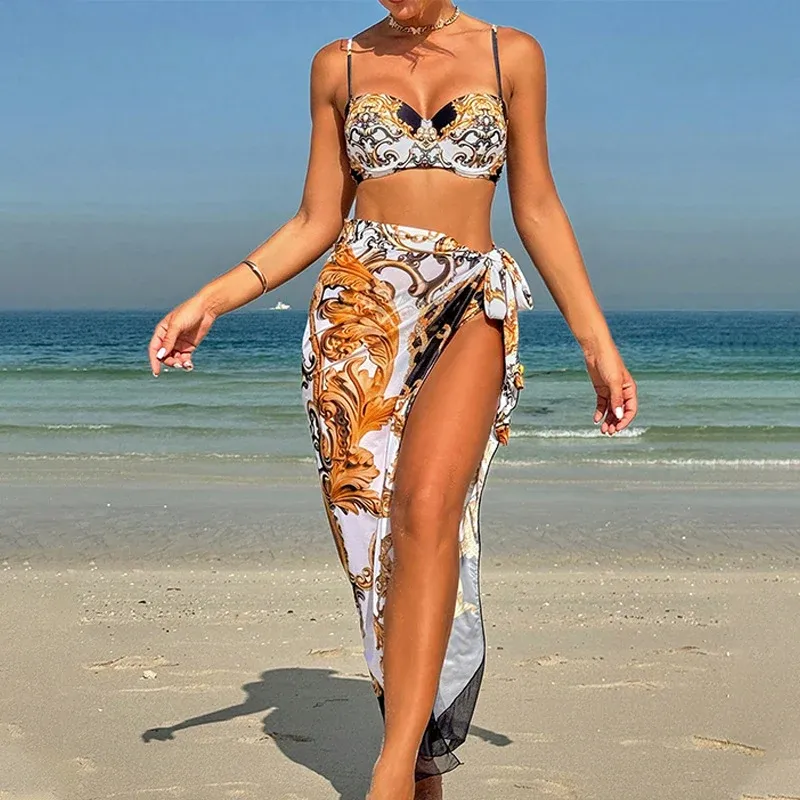Damen Bikini-Set mit elegantem Wickelrock und verspieltem Oberteil – Maréssa