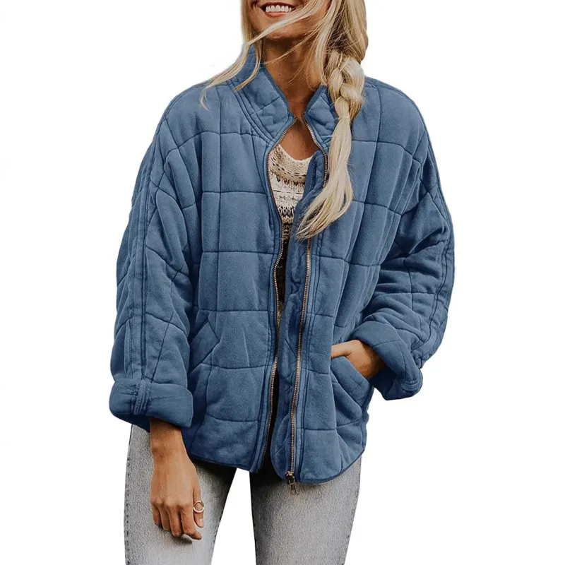 Damen Gepolsterte Oversize-Steppjacke mit Reißverschluss und Eingrifftaschen Echo Archiv
