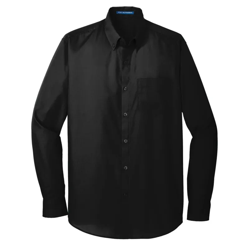 Port Authority Men's Deep Black Tall Long Sleeve Carefree Poplin Shirt