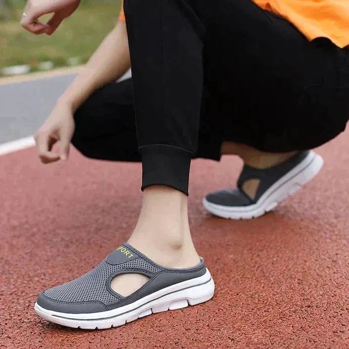 Damen Slip-On-Pantoletten aus Mesh mit seitlichen Ausschnitten – Tavélo