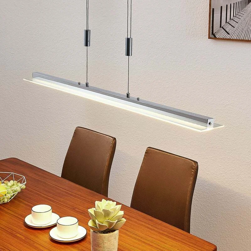 Lindby Pendelleuchte Hängeleuchte LED Balkenleuchte Sladja chrom Glas Touchdimme - 4251096549119